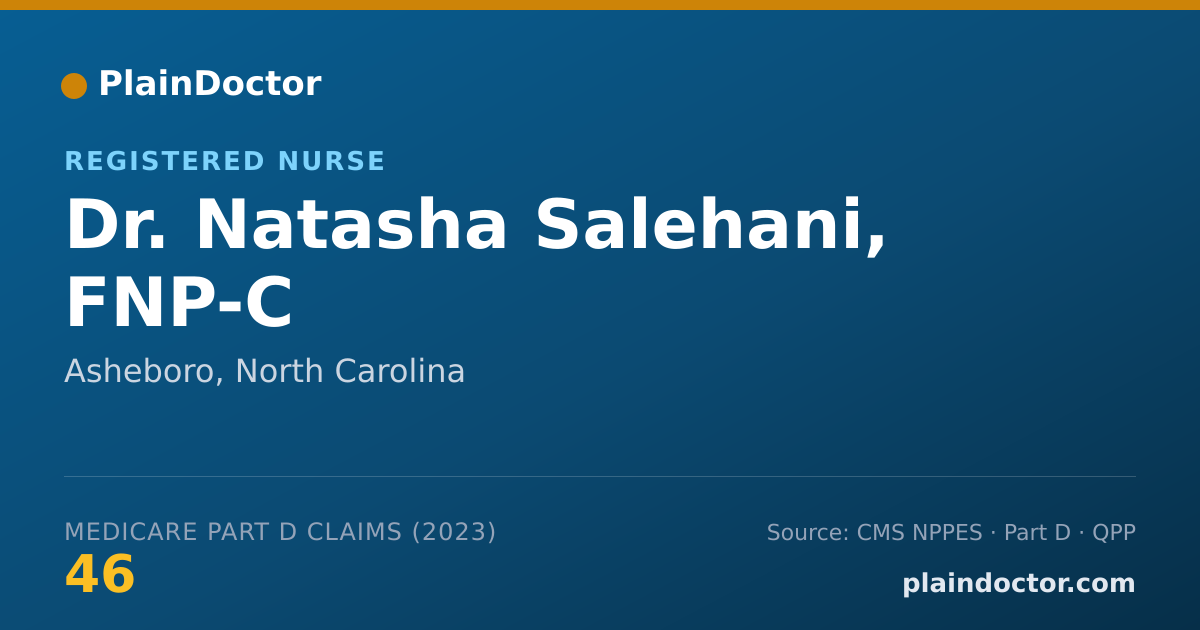 Shareable card for Natasha Salehani, FNP-C - Registered Nurse, Asheboro, NC