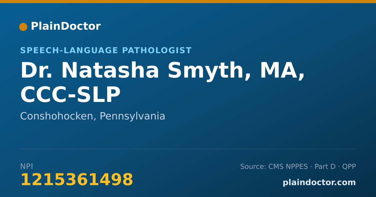 Shareable card for Natasha Smyth, MA, CCC-SLP - Speech-Language Pathologist, Conshohocken, PA
