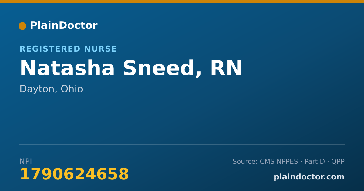Shareable card for Natasha Sneed, RN - Registered Nurse, Dayton, OH