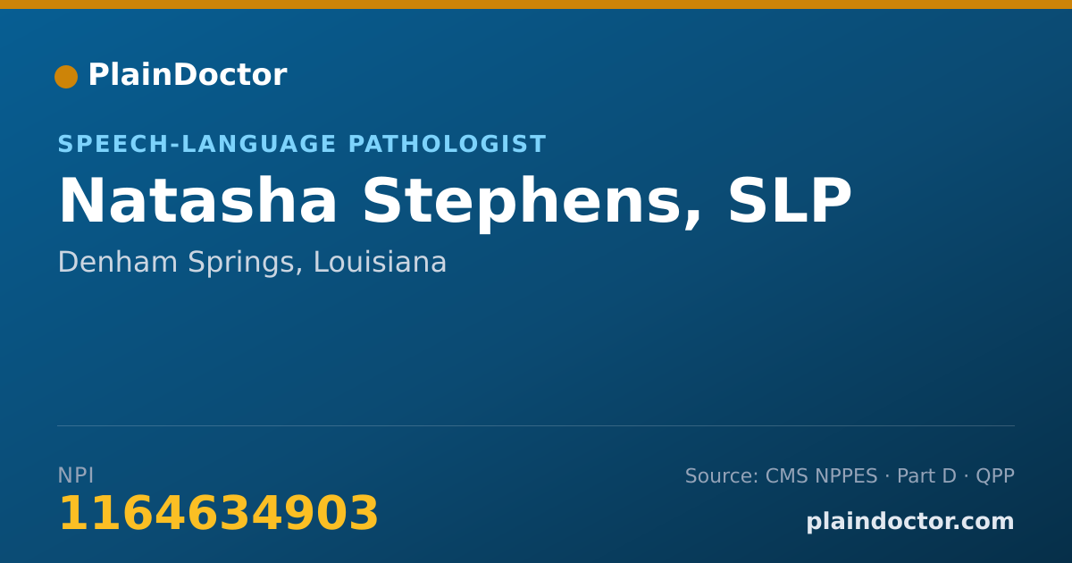 Shareable card for Natasha Stephens, SLP - Speech-Language Pathologist, Denham Springs, LA