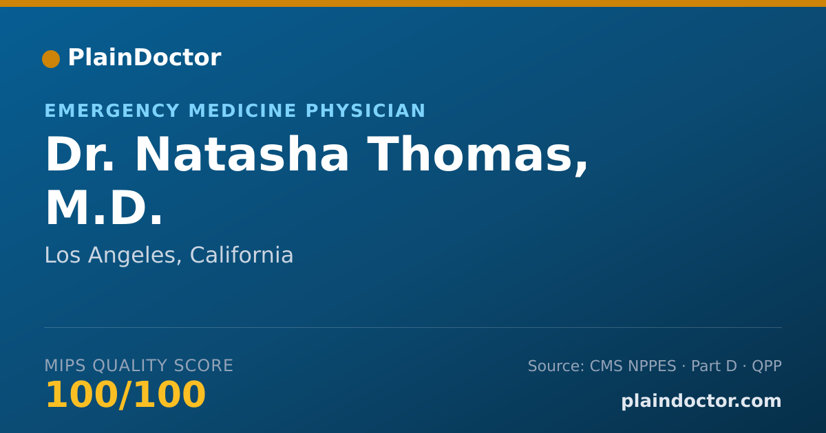Shareable card for Natasha Thomas, M.D. - Emergency Medicine Physician, Los Angeles, CA
