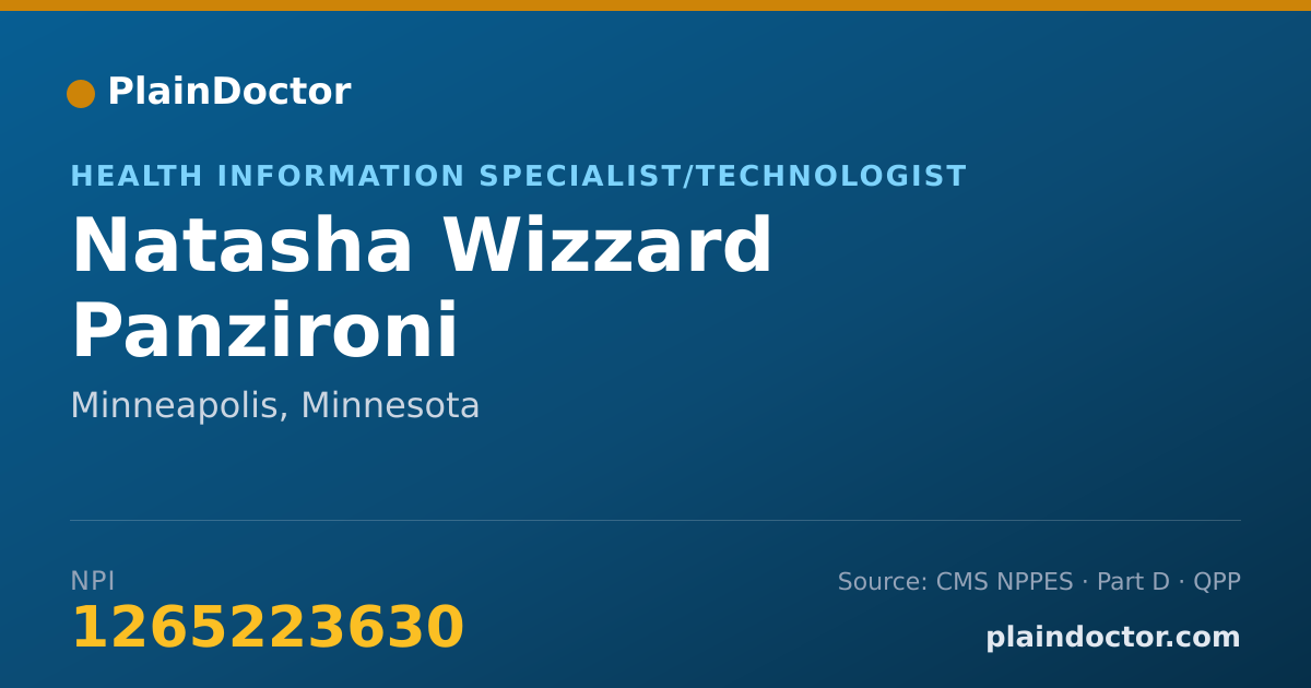 Shareable card for Natasha Wizzard Panzironi - Health Information Specialist/Technologist, Minneapolis, MN