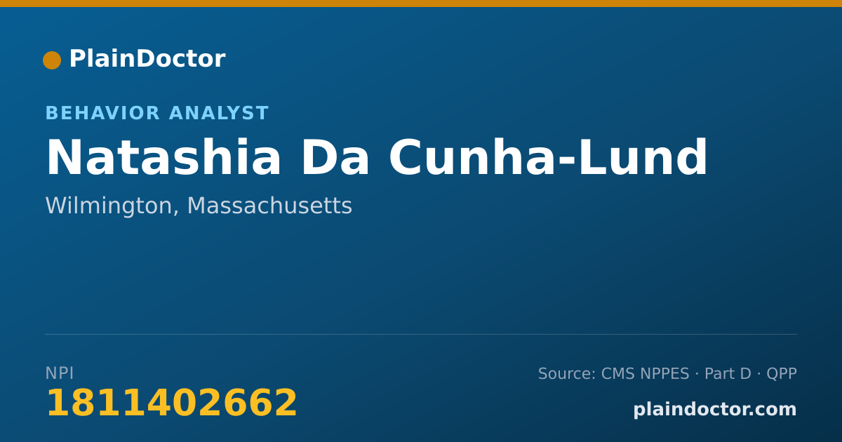 Shareable card for Natashia Da Cunha-Lund - Behavior Analyst, Wilmington, MA