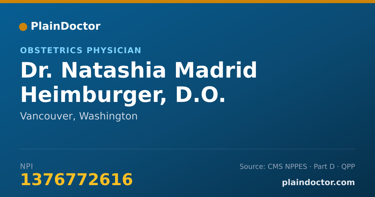 Shareable card for Natashia Madrid Heimburger, D.O. - Obstetrics Physician, Vancouver, WA