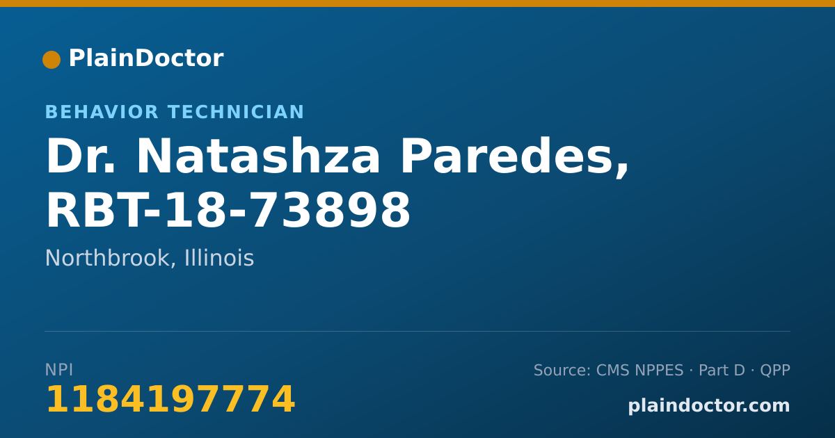 Shareable card for Natashza Paredes, RBT-18-73898 - Behavior Technician, Northbrook, IL