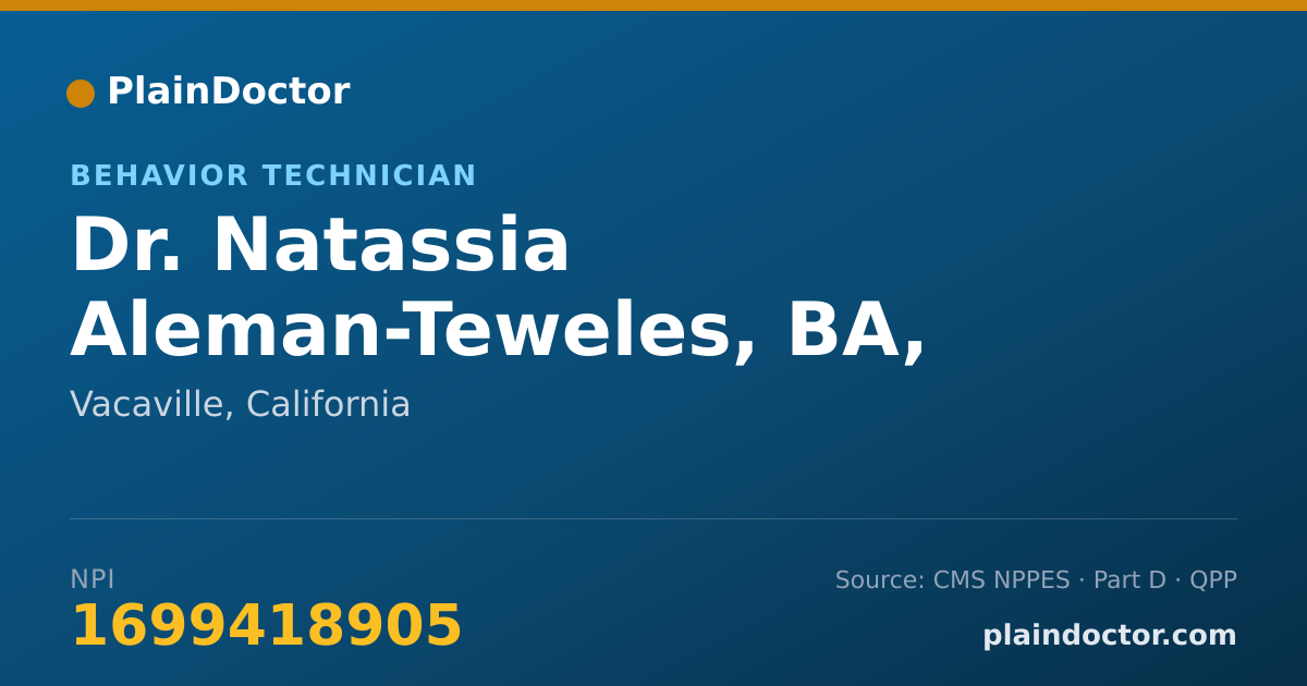 Shareable card for Natassia Aleman-Teweles, BA, RBT - Behavior Technician, Vacaville, CA
