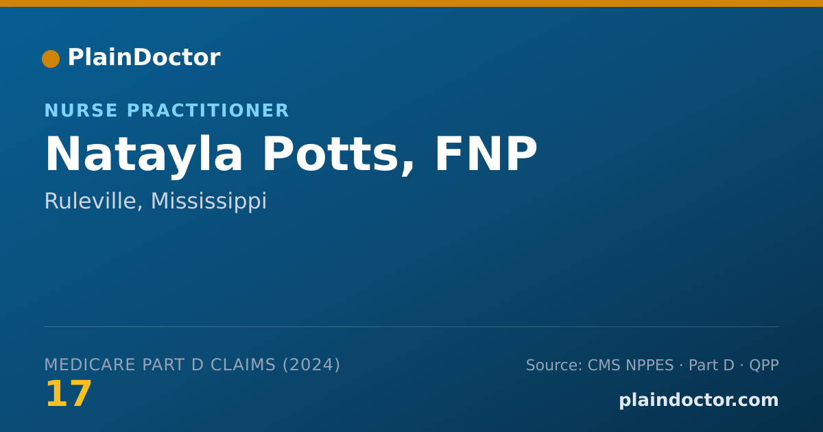 Shareable card for Natayla Potts, FNP - Nurse Practitioner, Ruleville, MS