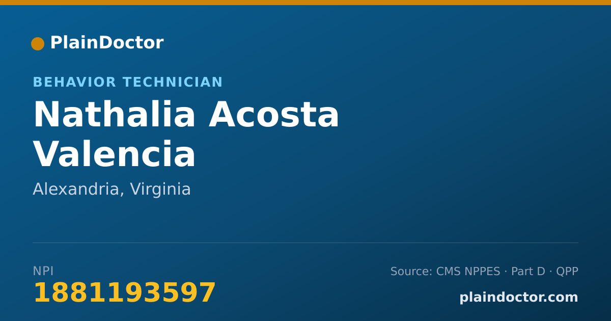 Shareable card for Nathalia Acosta Valencia - Behavior Technician, Alexandria, VA