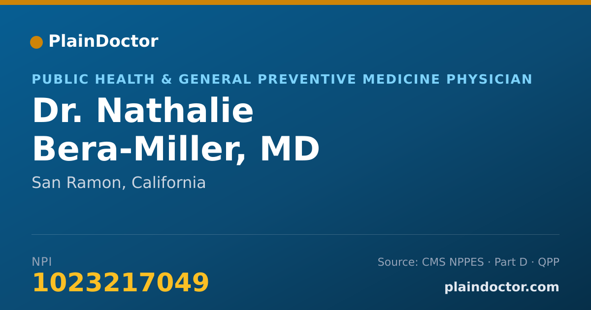 Shareable card for Nathalie Bera-Miller, MD - Public Health & General Preventive Medicine Physician, San Ramon, CA