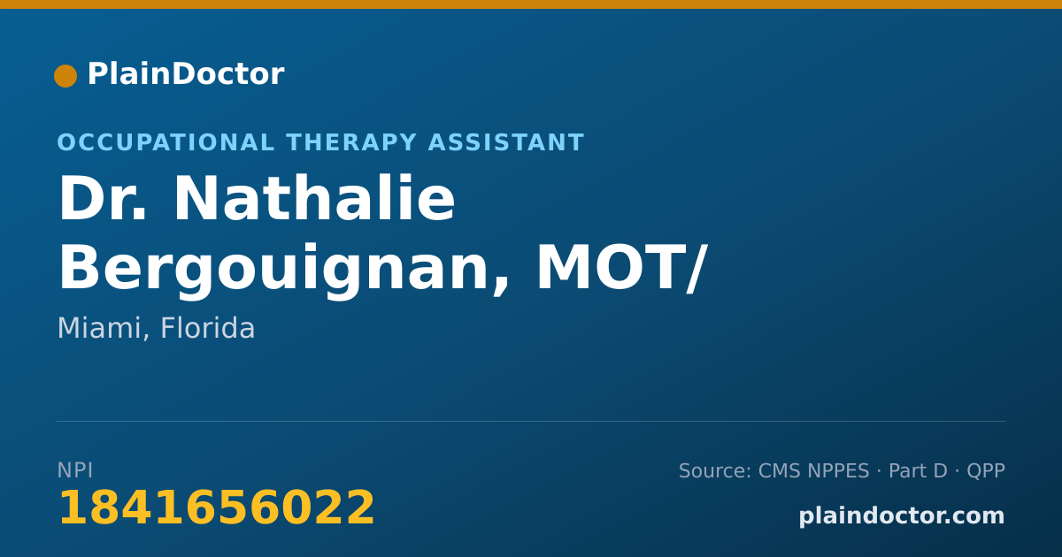 Shareable card for Nathalie Bergouignan, MOT/ OTR/L - Occupational Therapy Assistant, Miami, FL