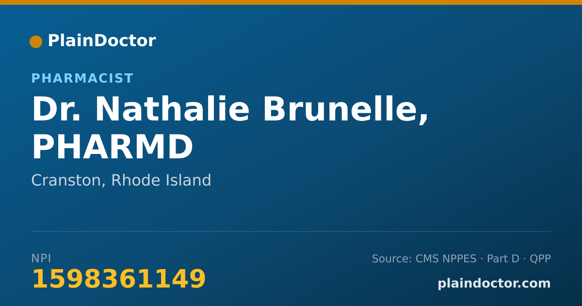 Shareable card for Nathalie Brunelle, PHARMD - Pharmacist, Cranston, RI