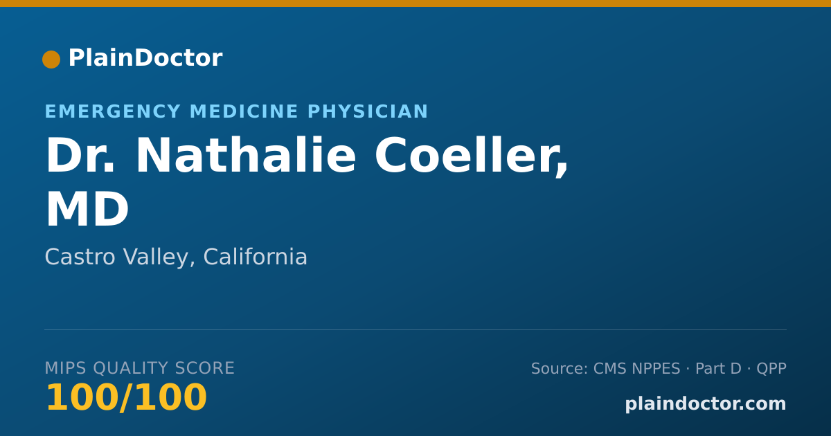 Shareable card for Nathalie Coeller, MD - Emergency Medicine Physician, Castro Valley, CA