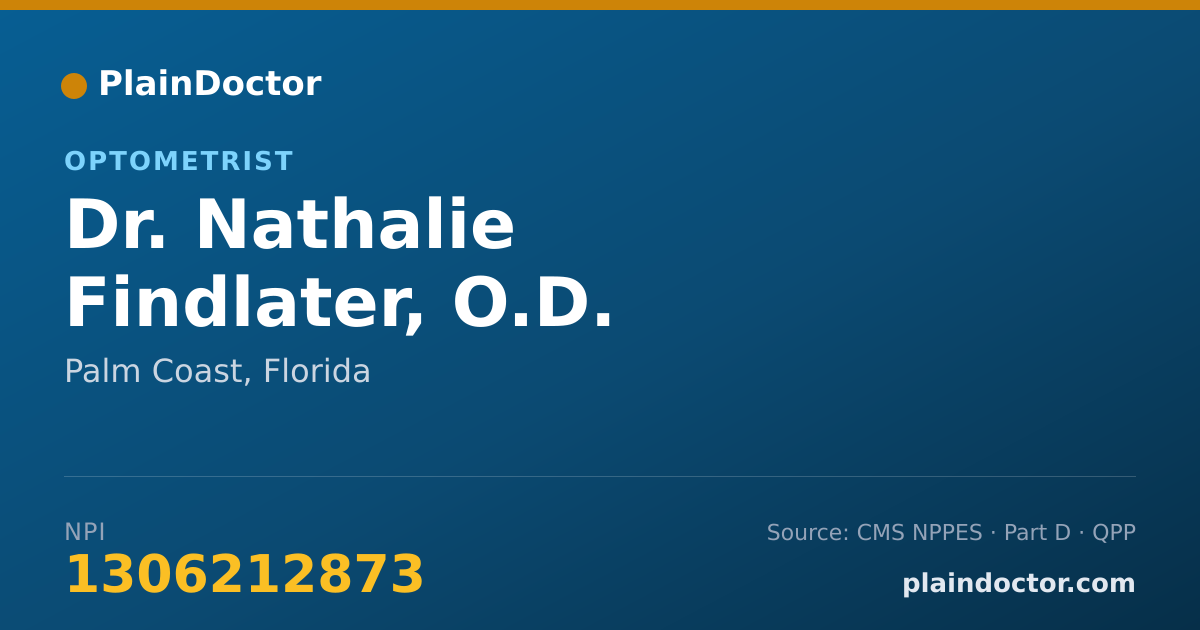 Shareable card for Nathalie Findlater, O.D. - Optometrist, Palm Coast, FL