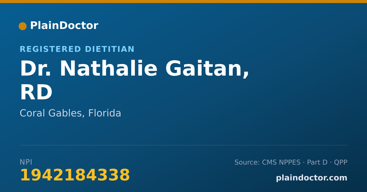 Shareable card for Nathalie Gaitan, RD - Registered Dietitian, Coral Gables, FL