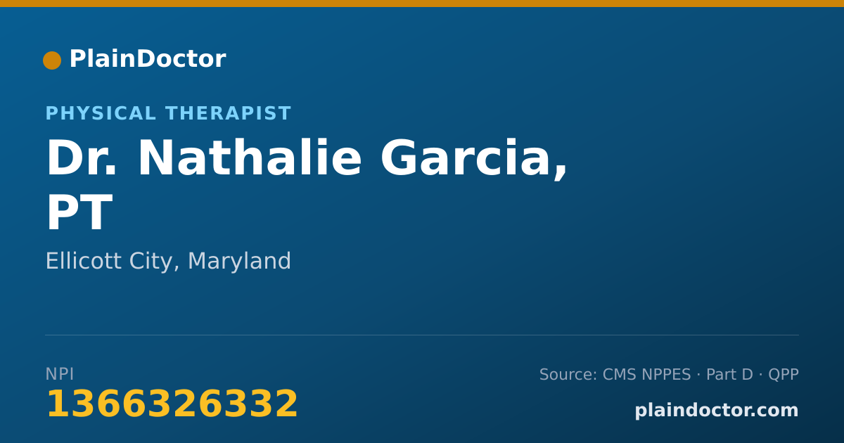 Shareable card for Nathalie Garcia, PT - Physical Therapist, Ellicott City, MD