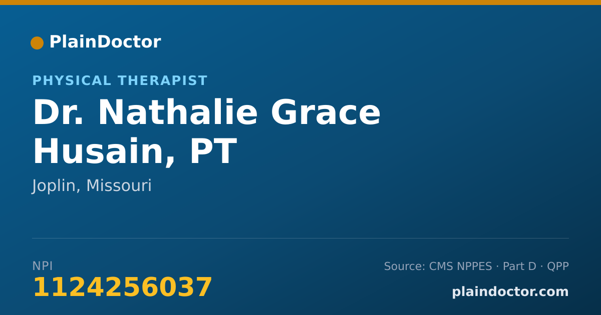 Shareable card for Nathalie Grace Husain, PT - Physical Therapist, Joplin, MO