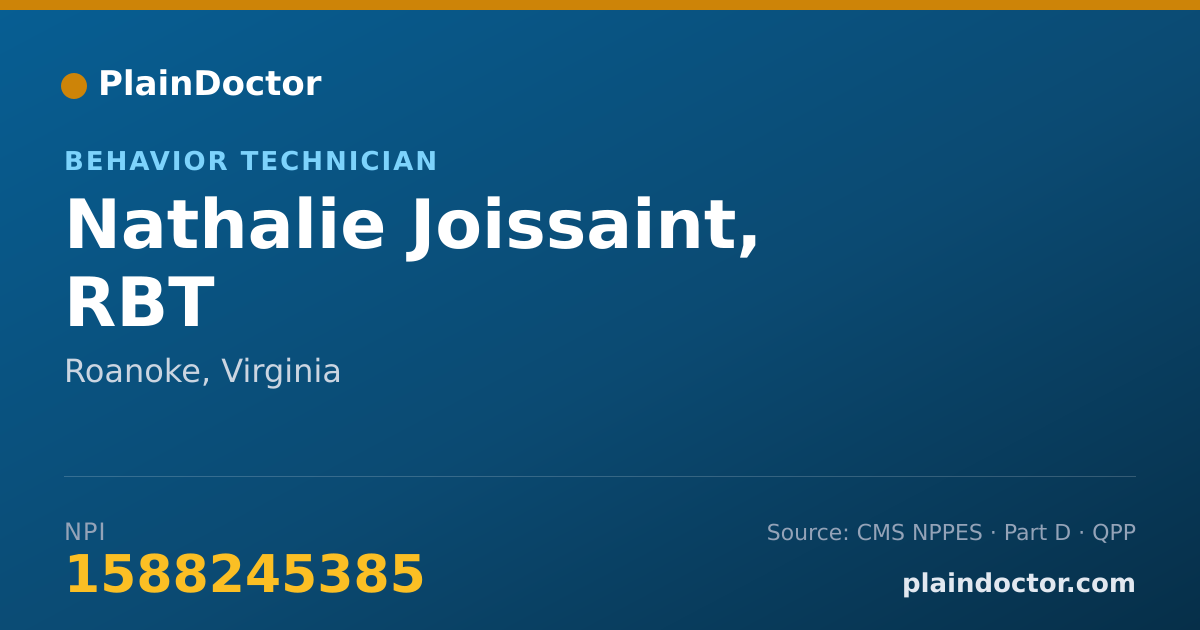 Shareable card for Nathalie Joissaint, RBT - Behavior Technician, Roanoke, VA