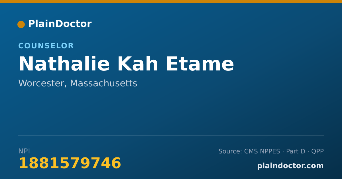 Shareable card for Nathalie Kah Etame - Counselor, Worcester, MA