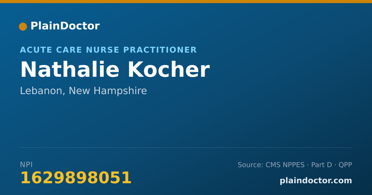 Shareable card for Nathalie Kocher - Acute Care Nurse Practitioner, Lebanon, NH