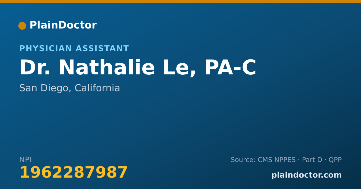 Shareable card for Nathalie Le, PA-C - Physician Assistant, San Diego, CA