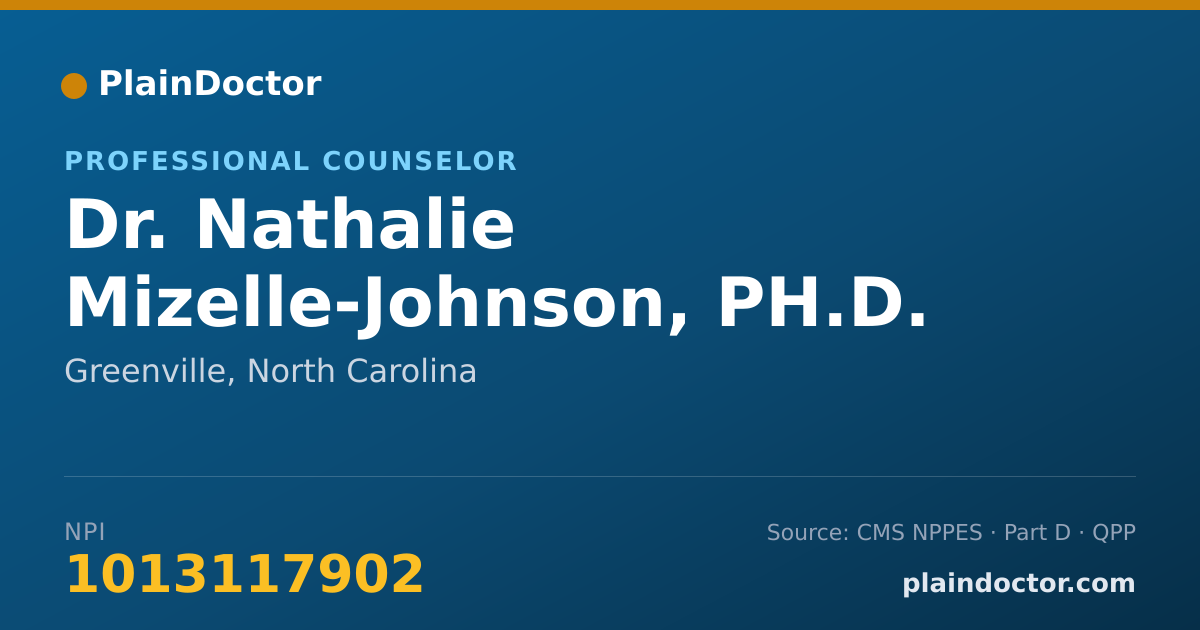 Shareable card for Nathalie Mizelle-Johnson, PH.D. - Professional Counselor, Greenville, NC