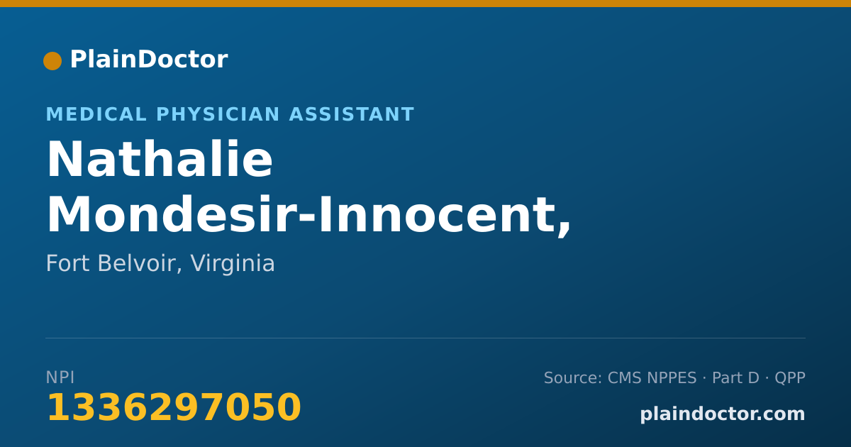 Shareable card for Nathalie Mondesir-Innocent, PA-C - Medical Physician Assistant, Fort Belvoir, VA