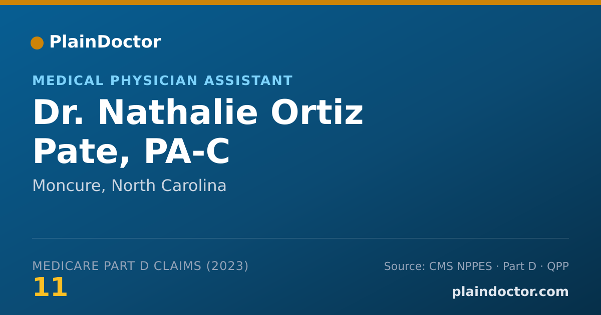 Shareable card for Nathalie Ortiz Pate, PA-C - Medical Physician Assistant, Moncure, NC