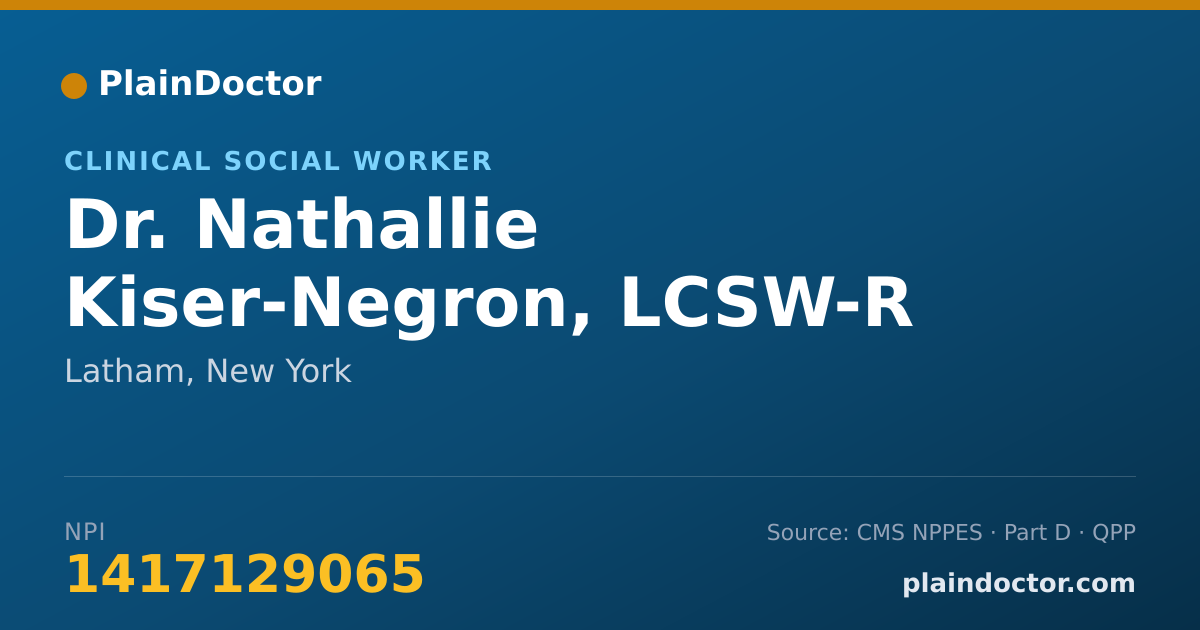 Shareable card for Nathallie Kiser-Negron, LCSW-R - Clinical Social Worker, Latham, NY