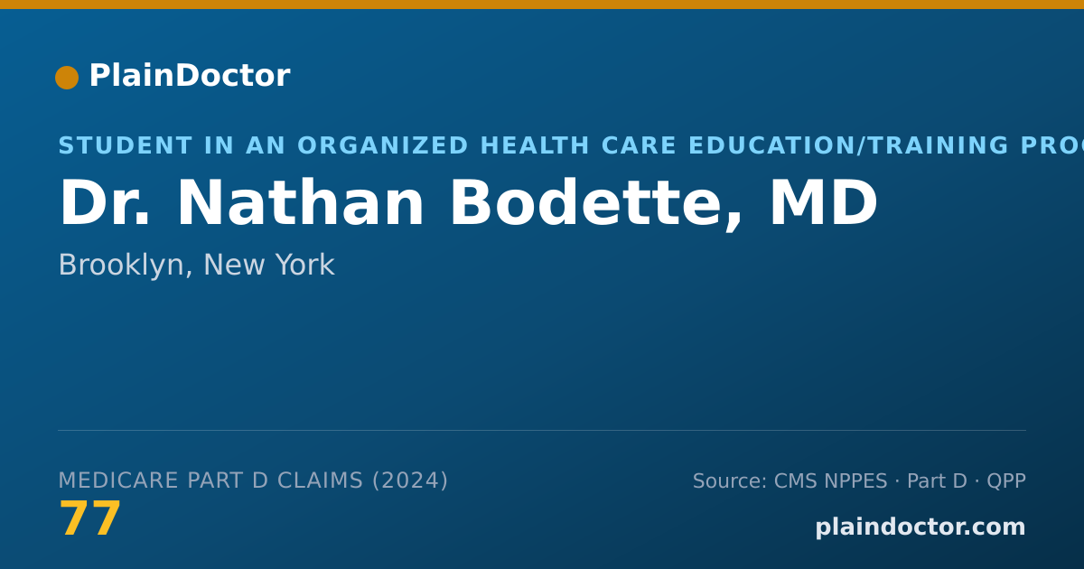 Shareable card for Nathan Bodette, MD - Student in an Organized Health Care Education/Training Program, Brooklyn, NY