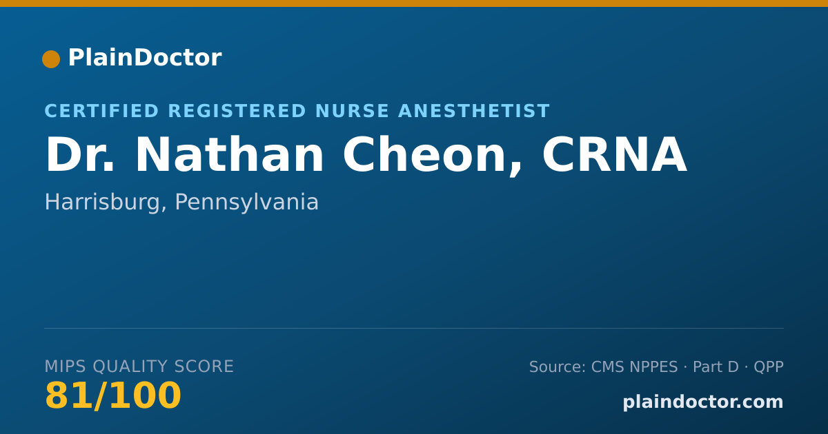 Shareable card for Nathan Cheon, CRNA - Certified Registered Nurse Anesthetist, Harrisburg, PA
