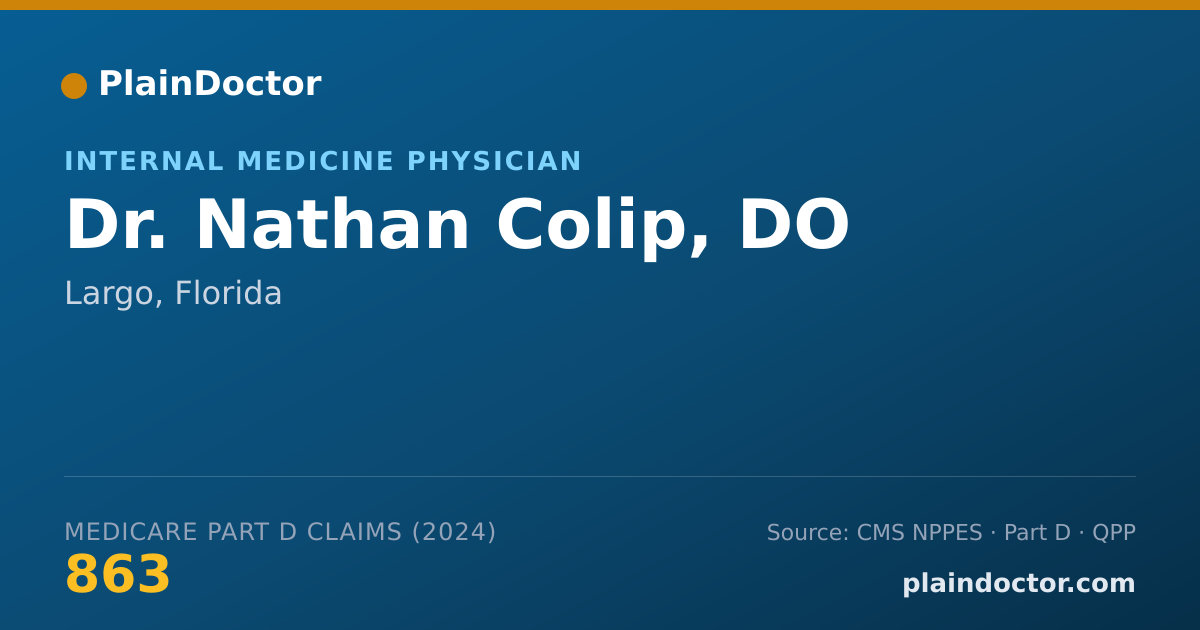 Shareable card for Nathan Colip, DO - Internal Medicine Physician, Largo, FL