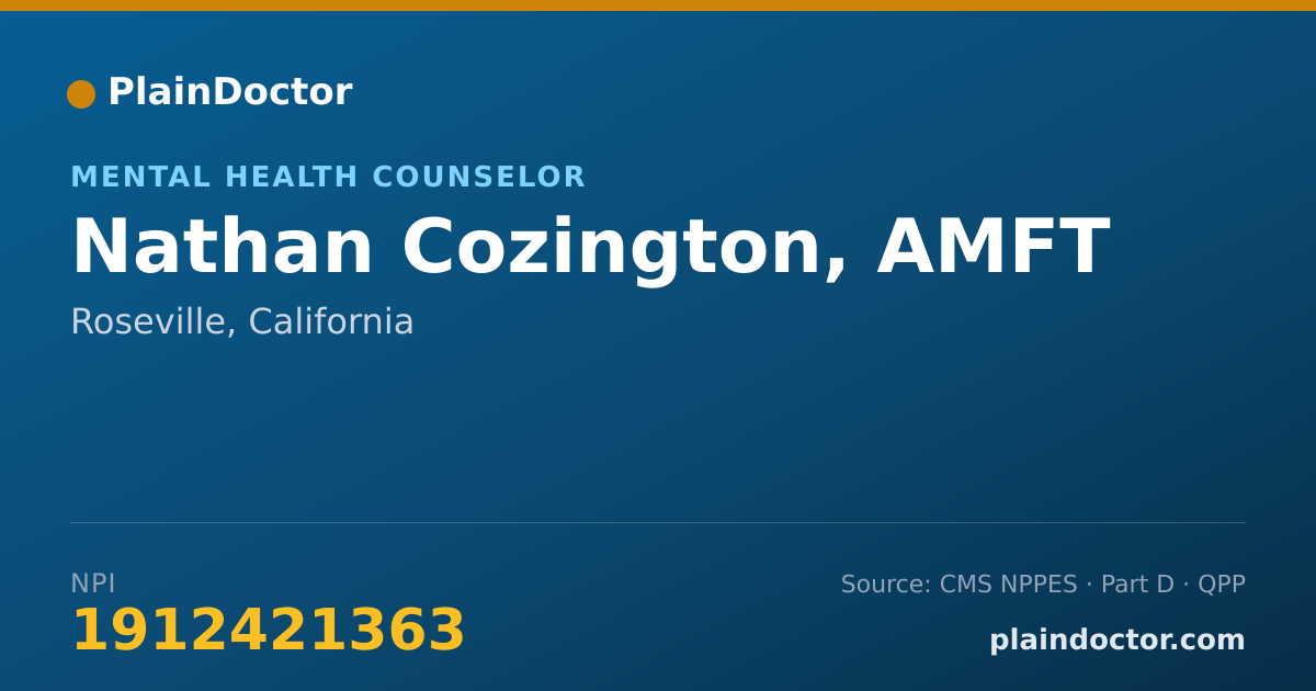 Shareable card for Nathan Cozington, AMFT - Mental Health Counselor, Roseville, CA