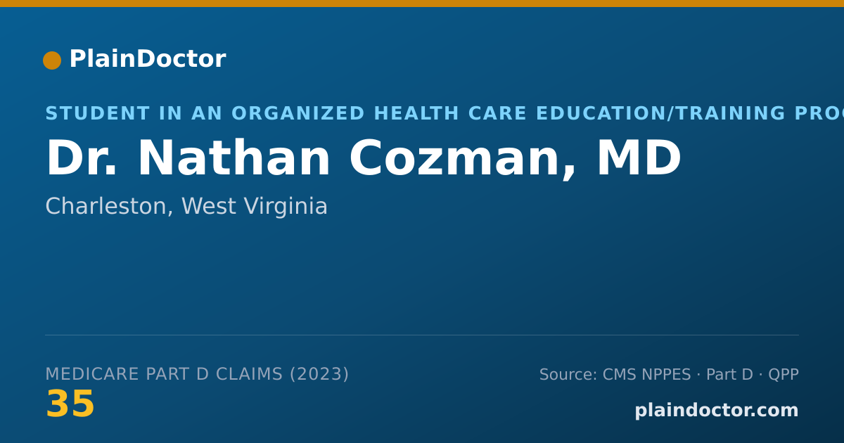 Shareable card for Nathan Cozman, MD - Student in an Organized Health Care Education/Training Program, Charleston, WV