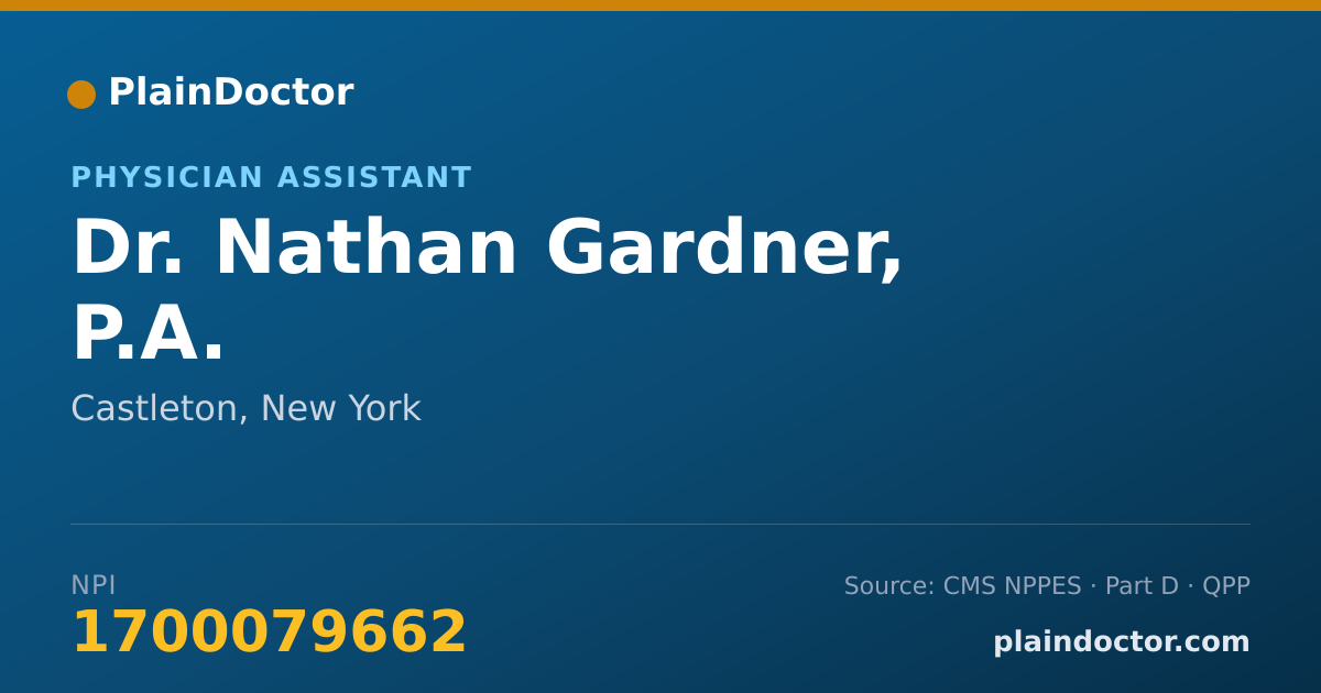 Shareable card for Nathan Gardner, P.A. - Physician Assistant, Castleton, NY