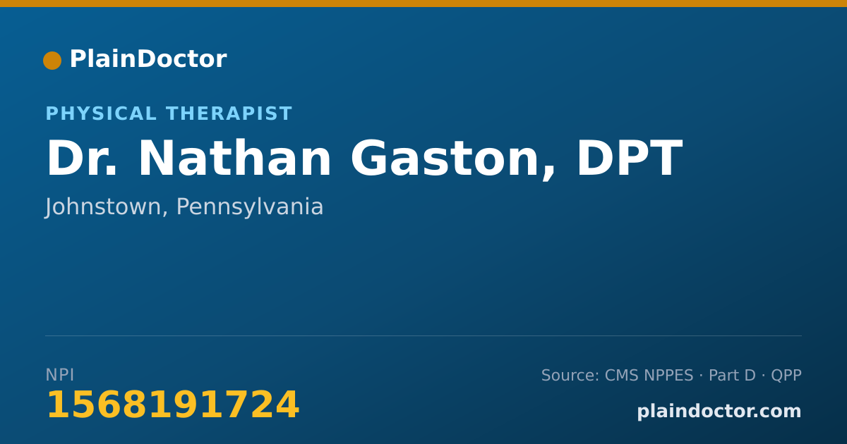 Shareable card for Nathan Gaston, DPT - Physical Therapist, Johnstown, PA