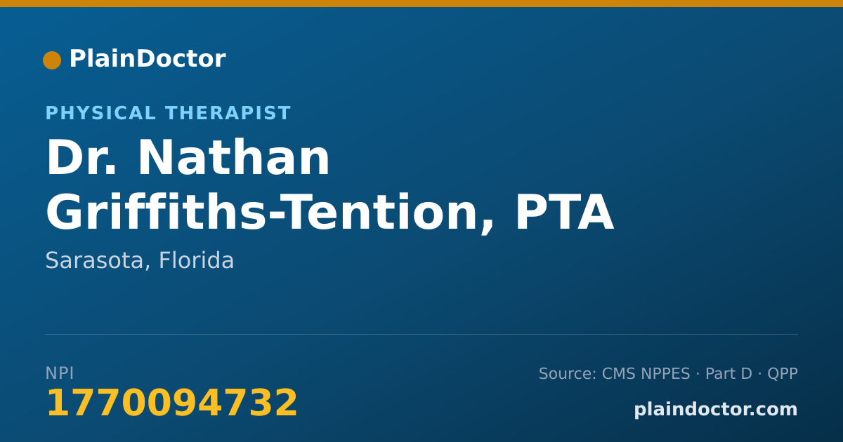 Shareable card for Nathan Griffiths-Tention, PTA - Physical Therapist, Sarasota, FL