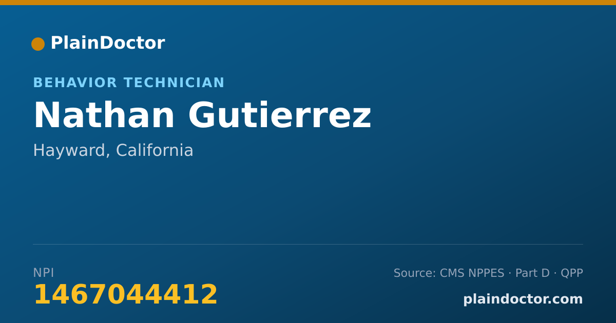 Shareable card for Nathan Gutierrez - Behavior Technician, Hayward, CA