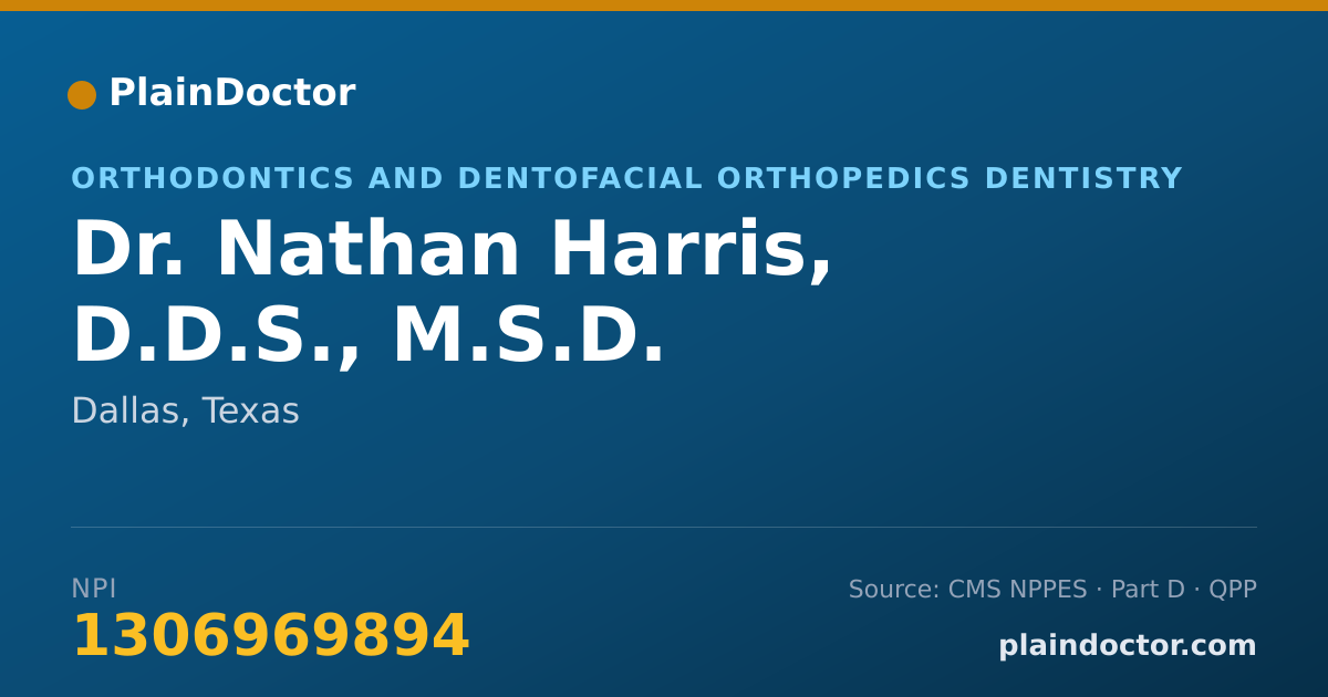 Shareable card for Nathan Harris, D.D.S., M.S.D. - Orthodontics and Dentofacial Orthopedics Dentistry, Dallas, TX
