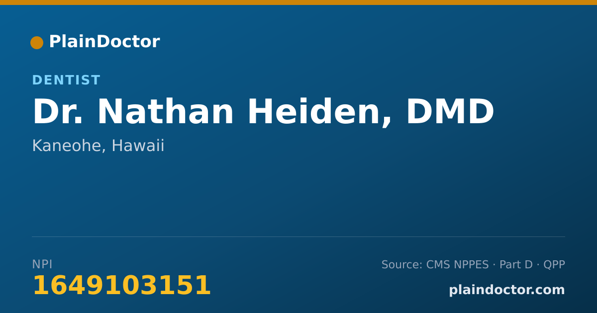 Shareable card for Nathan Heiden, DMD - Dentist, Kaneohe, HI