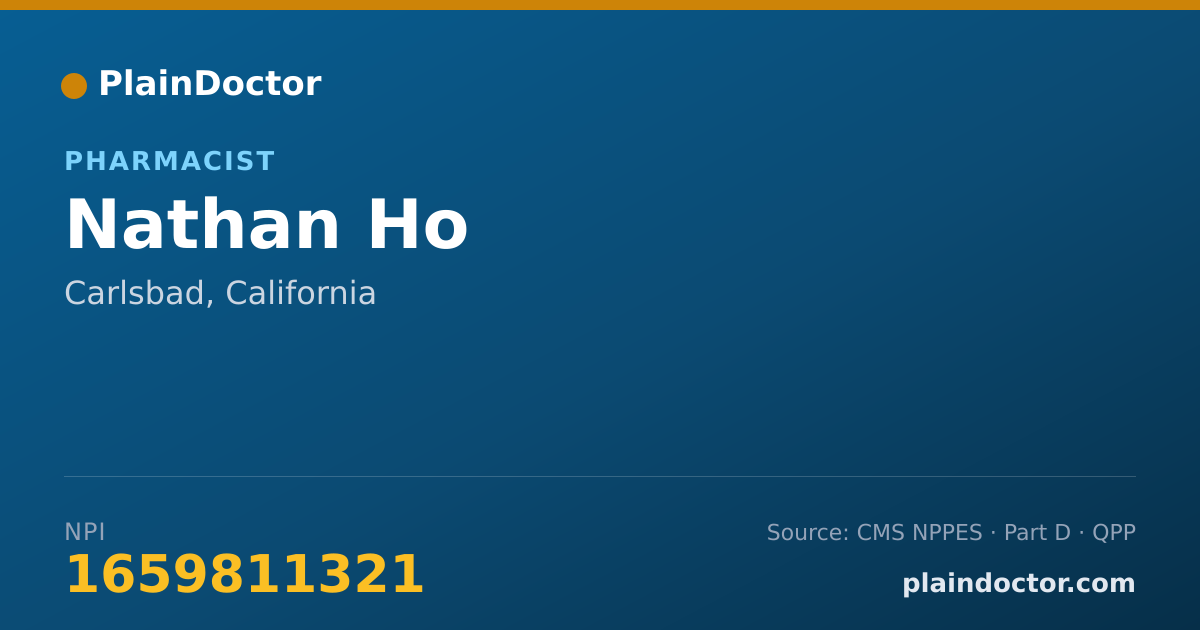 Shareable card for Nathan Ho - Pharmacist, Carlsbad, CA