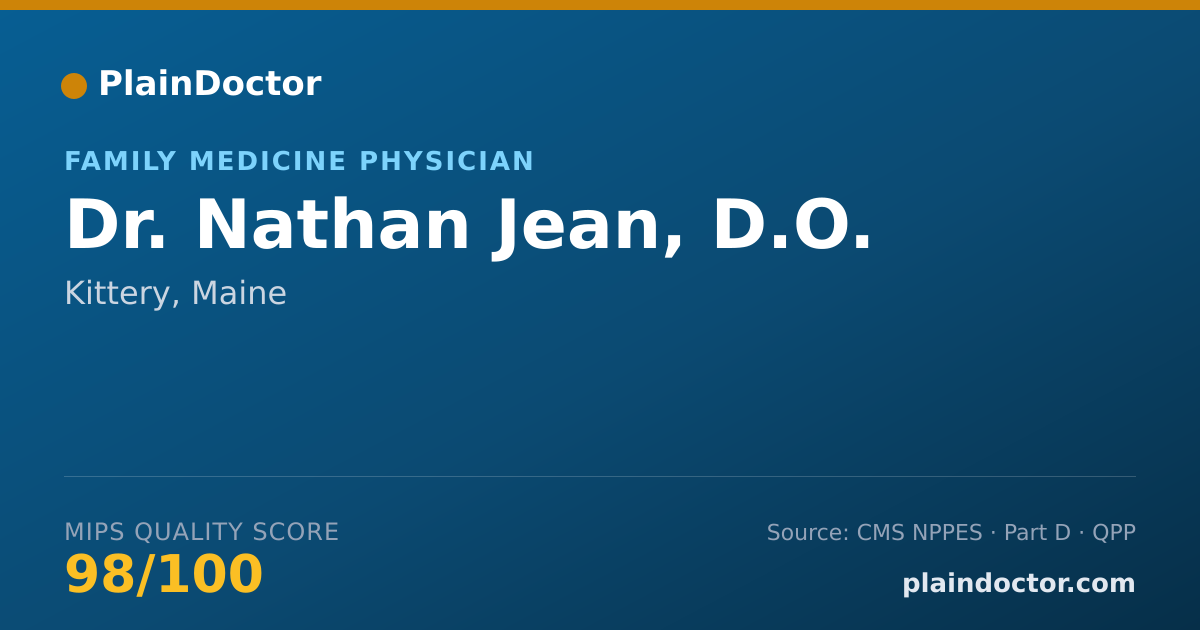 Shareable card for Nathan Jean, D.O. - Family Medicine Physician, Kittery, ME