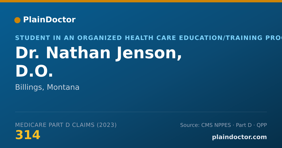 Shareable card for Nathan Jenson, D.O. - Student in an Organized Health Care Education/Training Program, Billings, MT