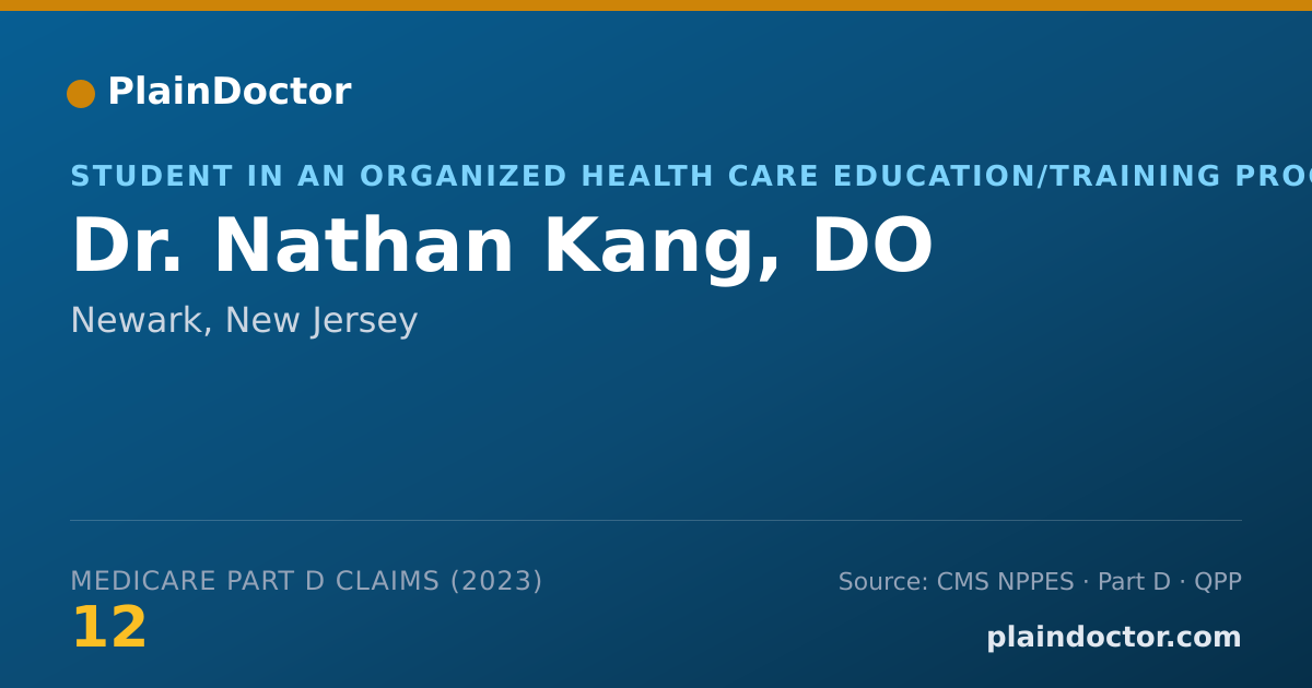 Shareable card for Nathan Kang, DO - Student in an Organized Health Care Education/Training Program, Newark, NJ