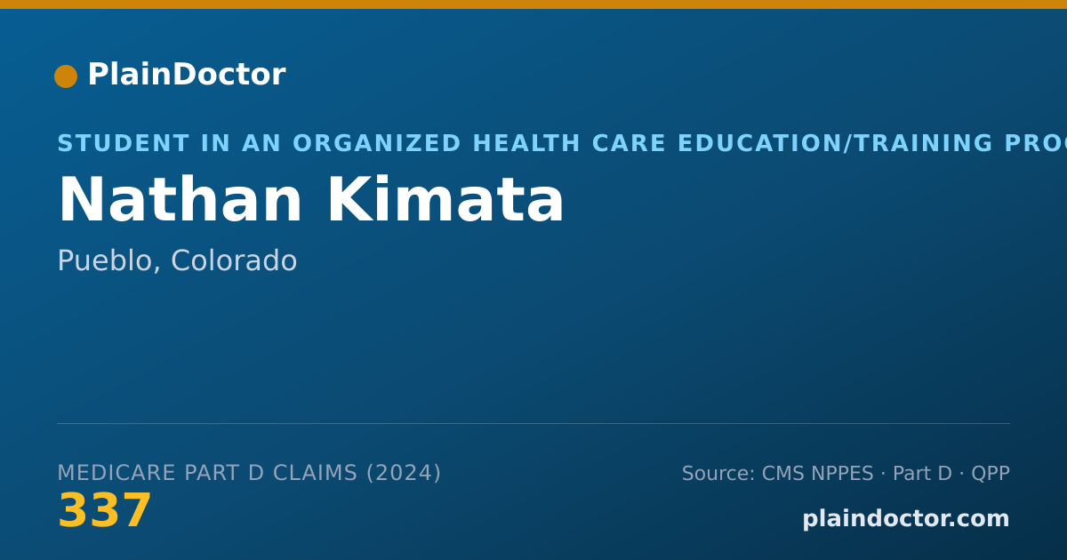 Shareable card for Nathan Kimata - Student in an Organized Health Care Education/Training Program, Pueblo, CO