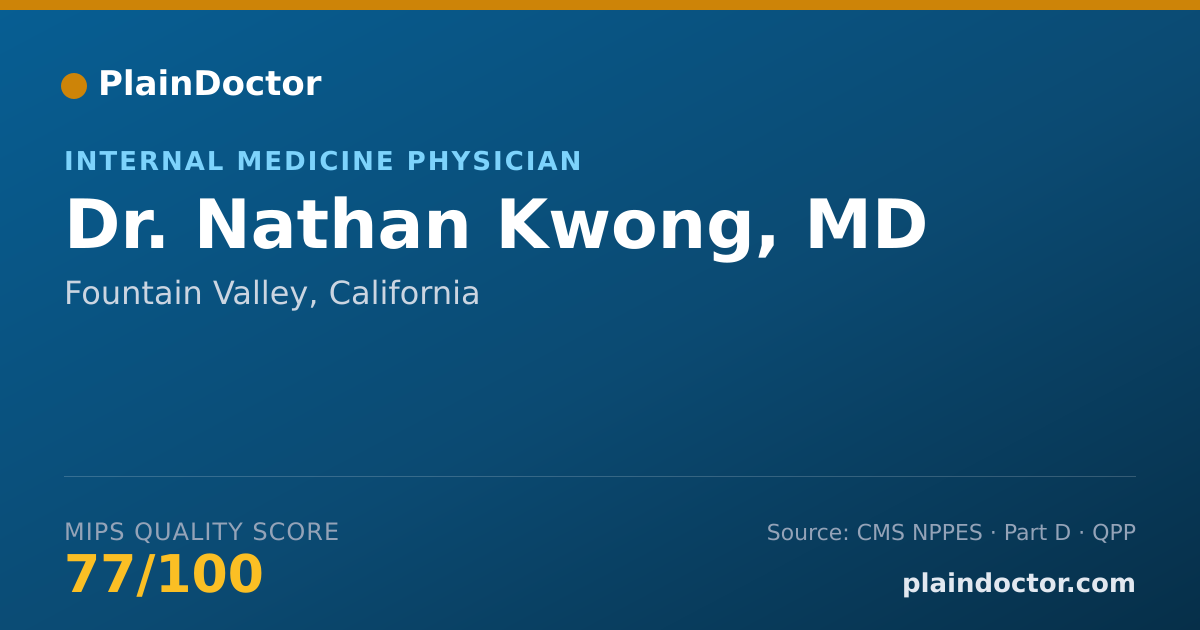 Shareable card for Nathan Kwong, MD - Internal Medicine Physician, Fountain Valley, CA