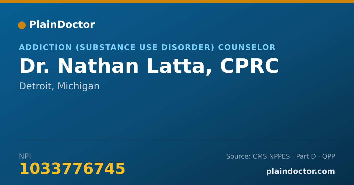 Shareable card for Nathan Latta, CPRC - Addiction (Substance Use Disorder) Counselor, Detroit, MI