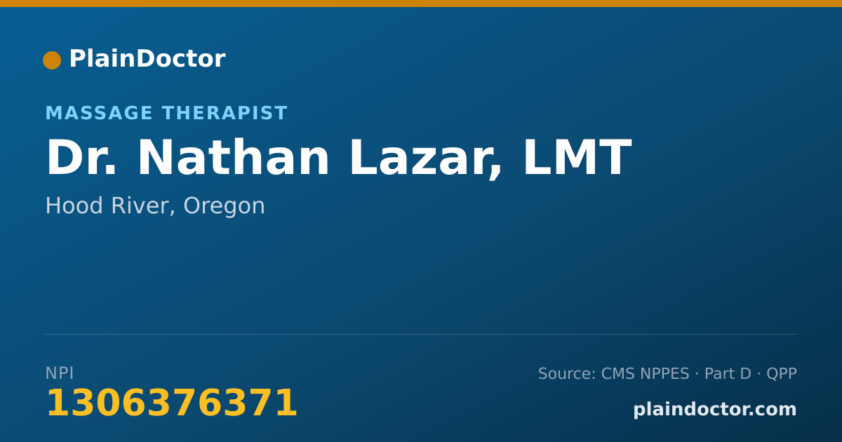 Shareable card for Nathan Lazar, LMT - Massage Therapist, Hood River, OR