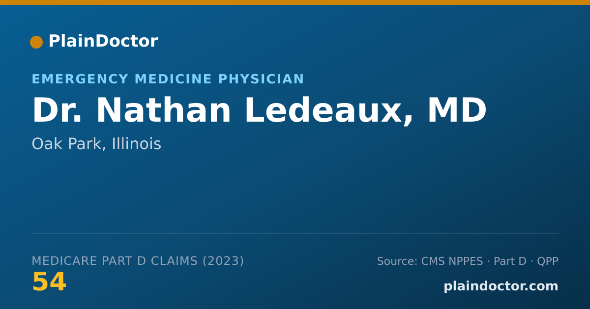 Shareable card for Nathan Ledeaux, MD - Emergency Medicine Physician, Oak Park, IL