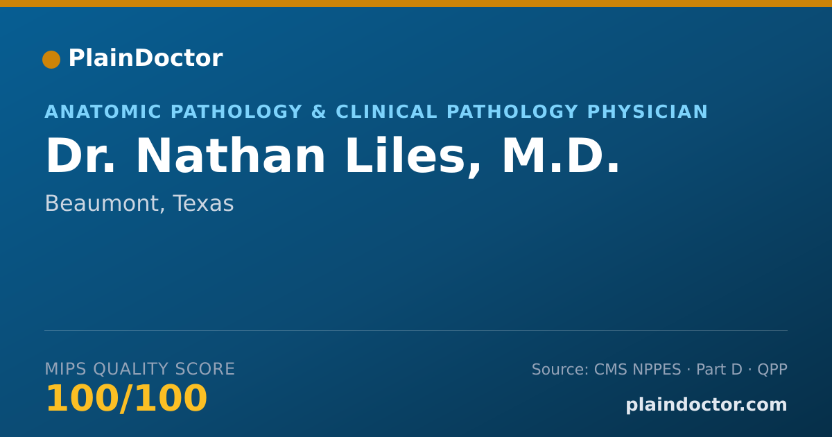 Shareable card for Nathan Liles, M.D. - Anatomic Pathology & Clinical Pathology Physician, Beaumont, TX