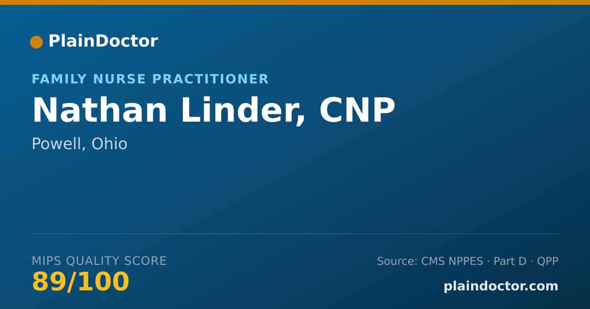 Shareable card for Nathan Linder, CNP - Family Nurse Practitioner, Powell, OH